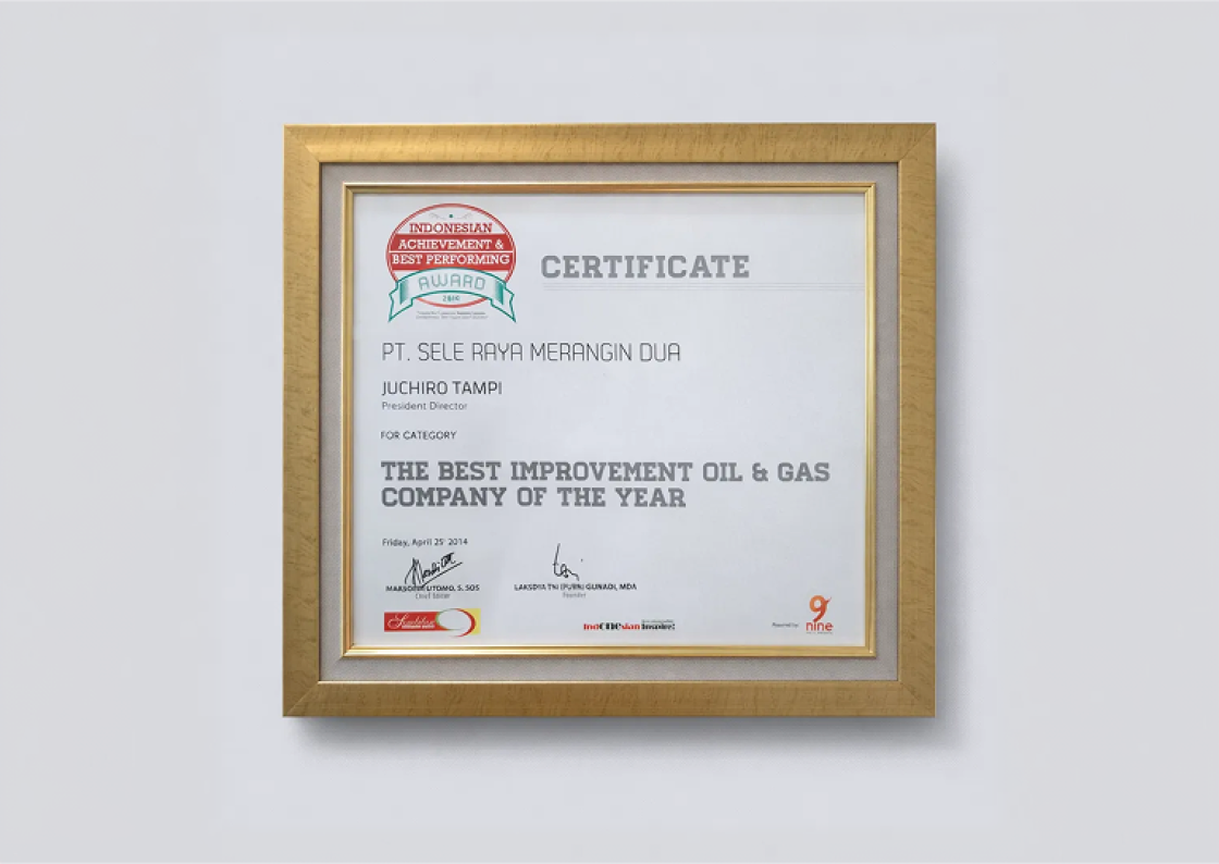 The Award for The Best Improvement Oil and Gas Company of The Year